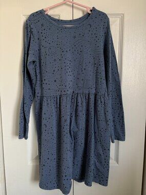 EGG New York Girls' Long Sleeve Blue Star & Moon Casual Dress Size 8